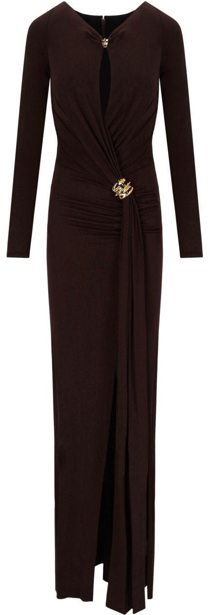 Elisabetta Franchi ELISABETTA FRANCHI RED CARPET DARK CHOCOLATE DRESS Bruin