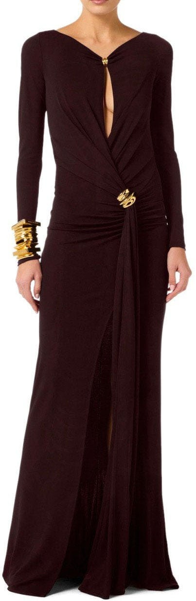 Elisabetta Franchi ELISABETTA FRANCHI RED CARPET DARK CHOCOLATE DRESS Bruin