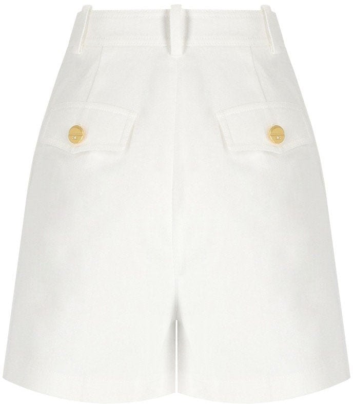 ELISABETTA FRANCHI IVORY SHORTS WITH PINCES Wit