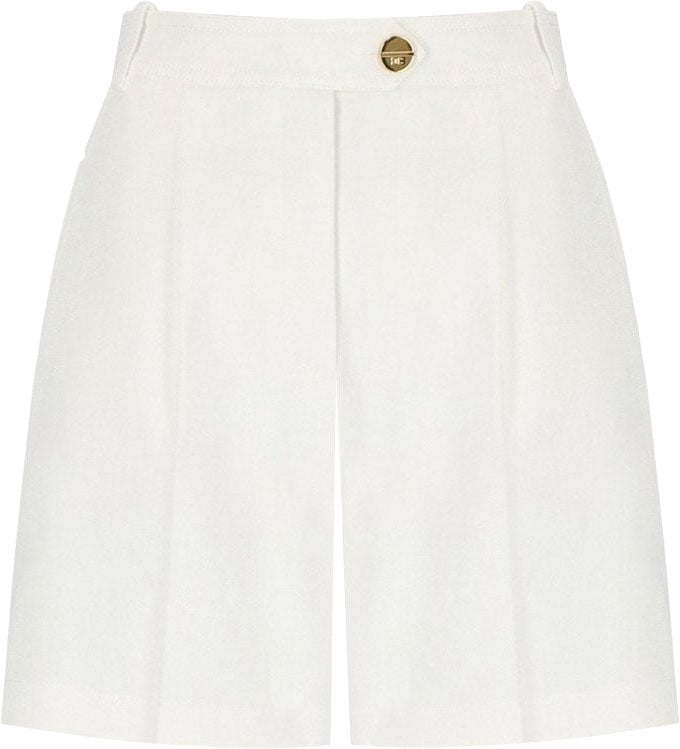 ELISABETTA FRANCHI IVORY SHORTS WITH PINCES Wit