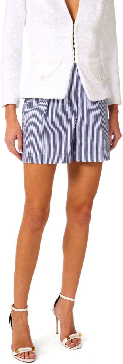 ELISABETTA FRANCHI STRIPED AND WHITE SHORTS Blauw