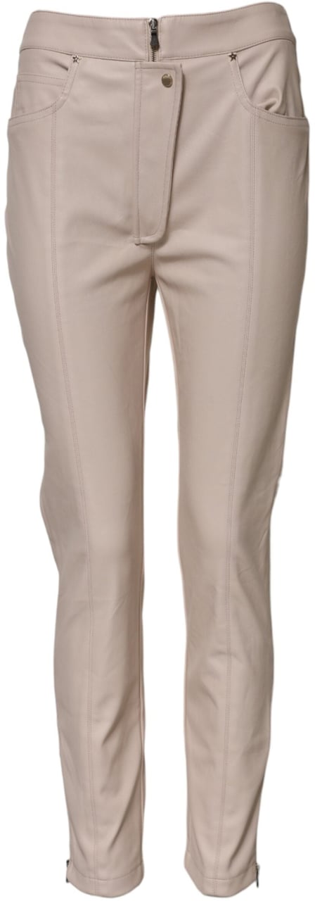 Elisabetta Franchi Beige High Waist Tapered Pants Beige