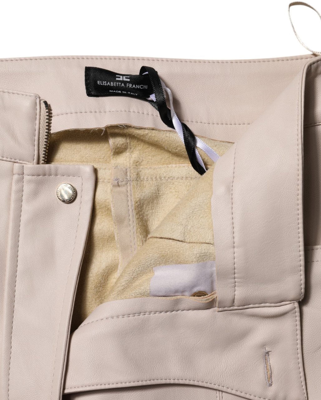 Elisabetta Franchi Beige High Waist Tapered Pants Beige