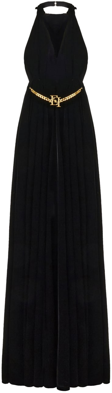 Elisabetta Franchi Elisabetta Franchi Black velvet long dress Zwart