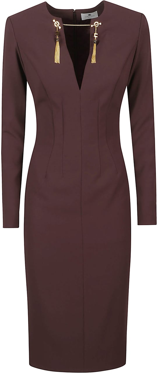 Elisabetta Franchi Midi Dress Red Rood