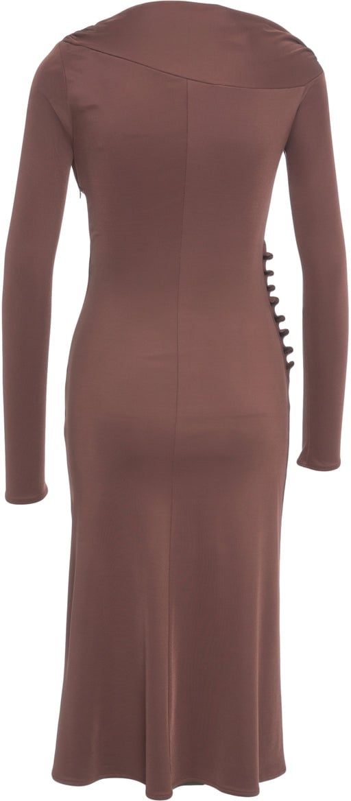 Elisabetta Franchi Asymmetric dress with ruching Bruin