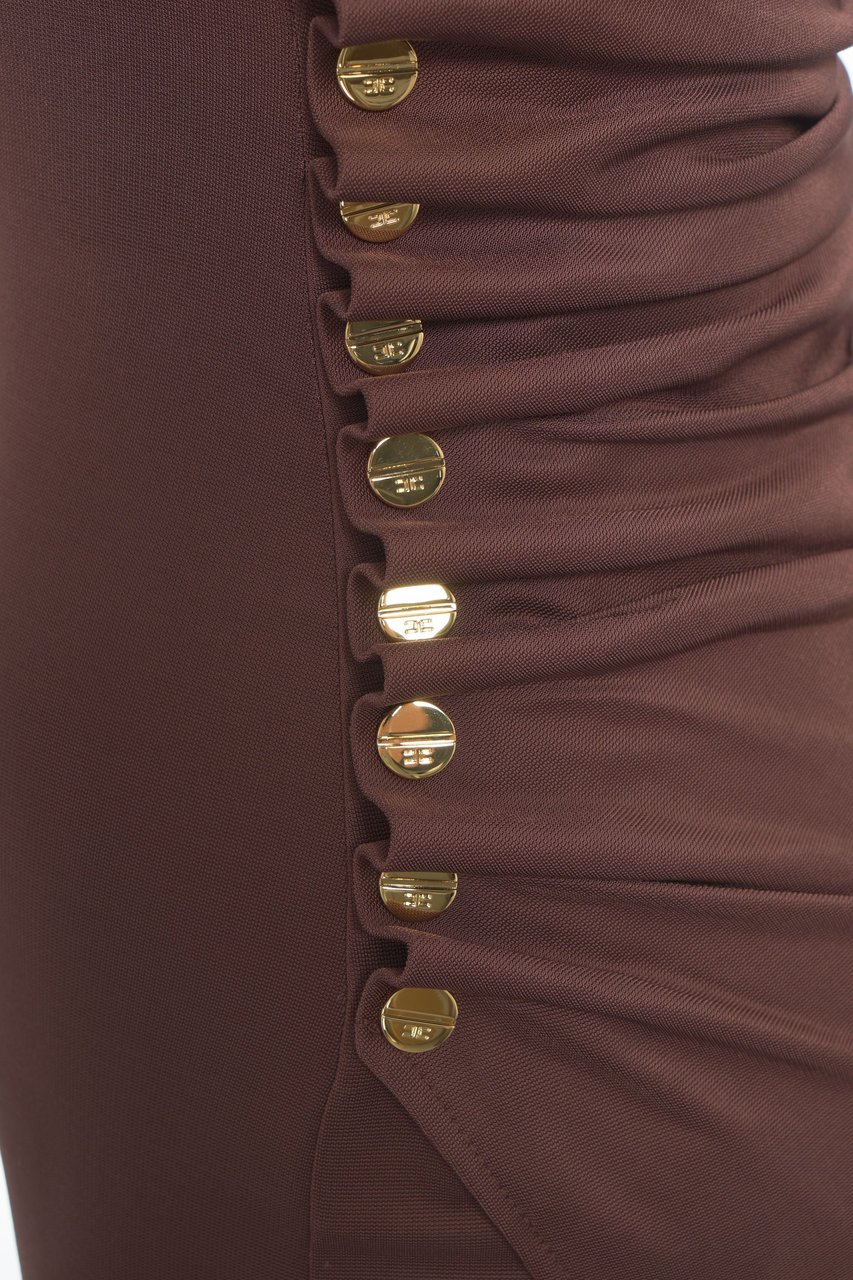 Elisabetta Franchi Asymmetric dress with ruching Bruin