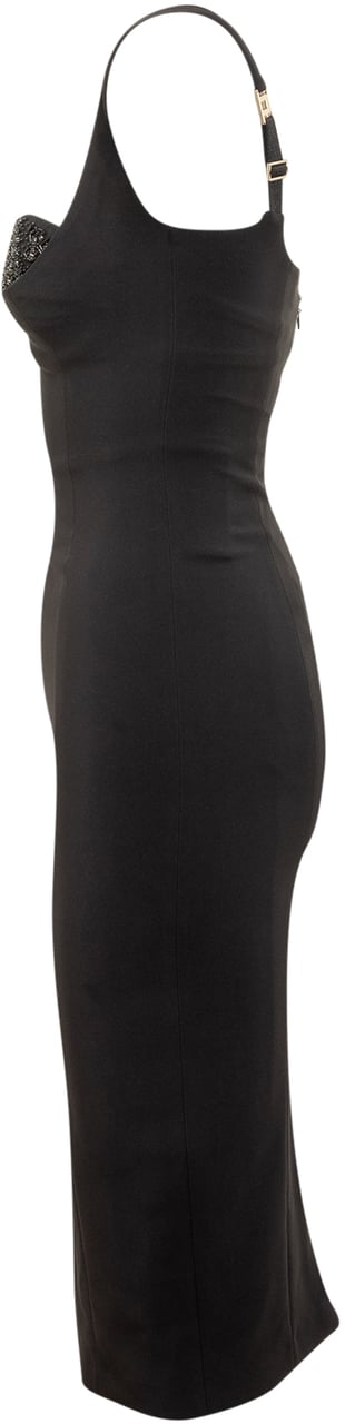 Elisabetta Franchi Abito Elisabetta Franchi Tubino Nero con Dettaglio Brillantini Zwart