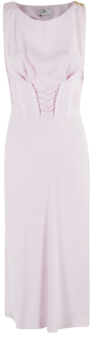 Elisabetta Franchi Sleeveless Midi Dress With Corset Effect Wit