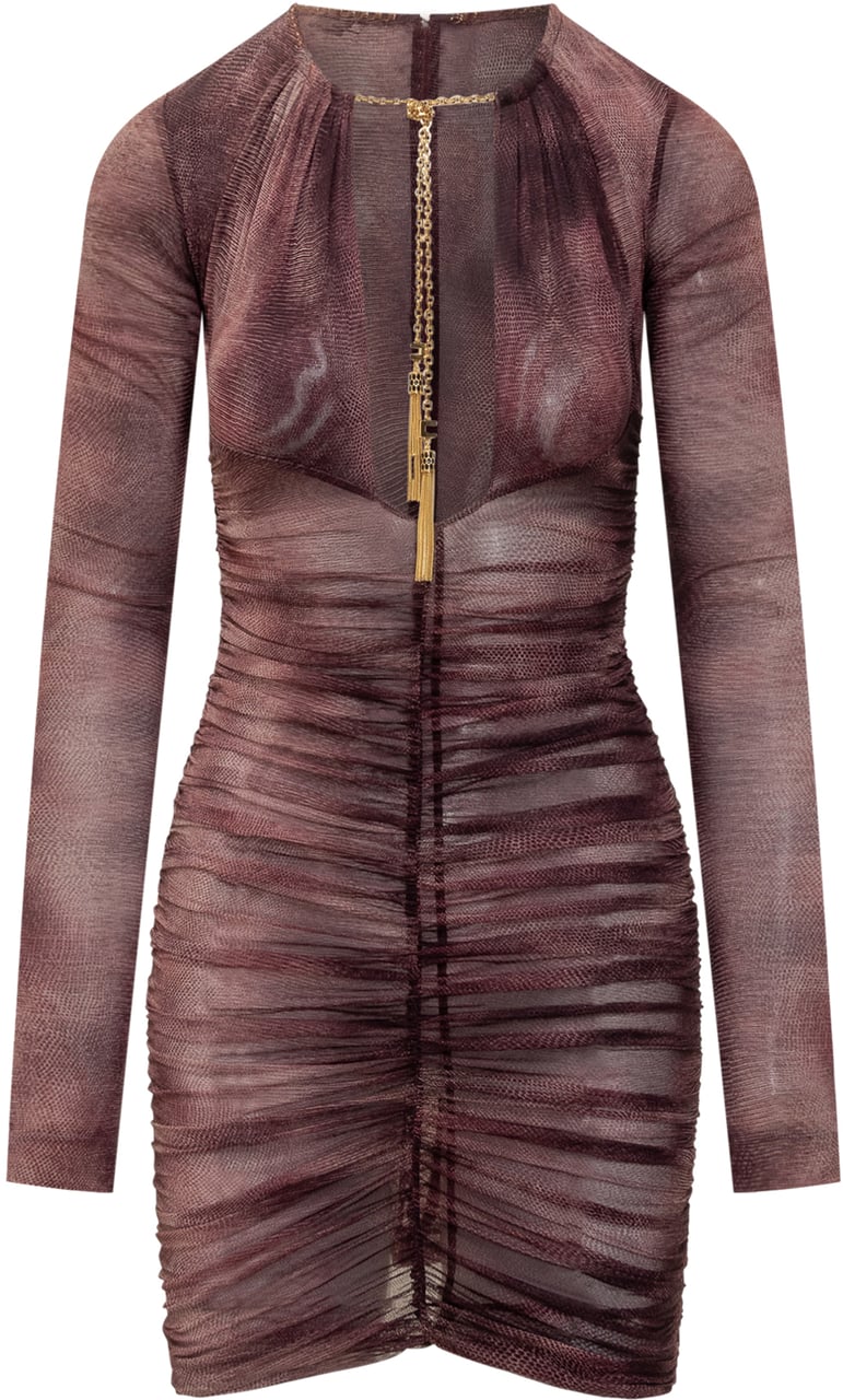 Elisabetta Franchi Abito Corto Elisabetta Franchi in Tulle Paars