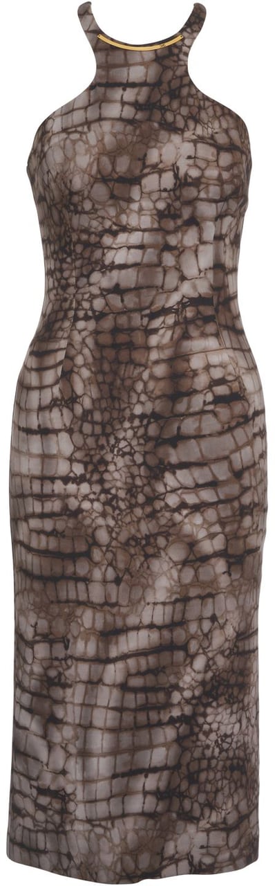 Elisabetta Franchi Midi dress with animal print Grijs