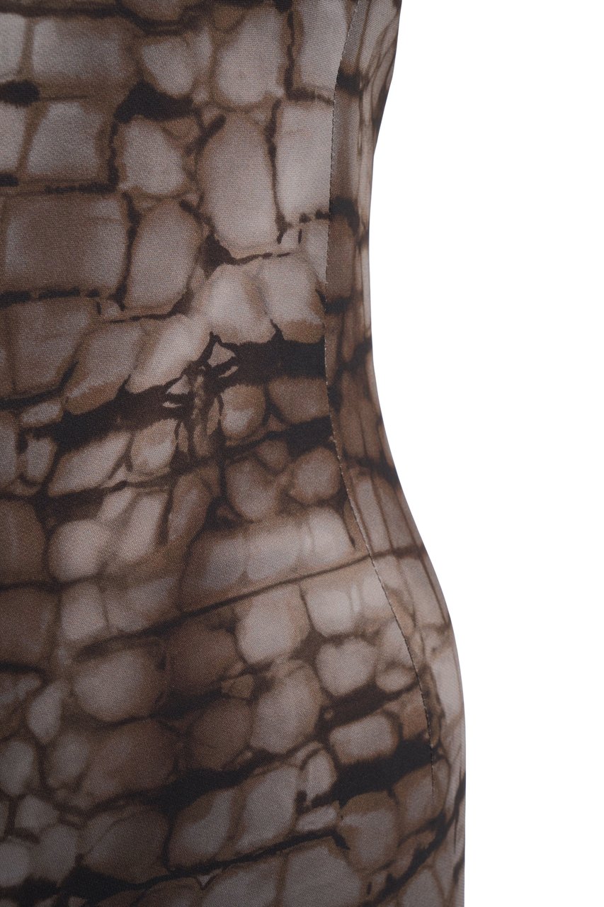 Elisabetta Franchi Midi dress with animal print Grijs