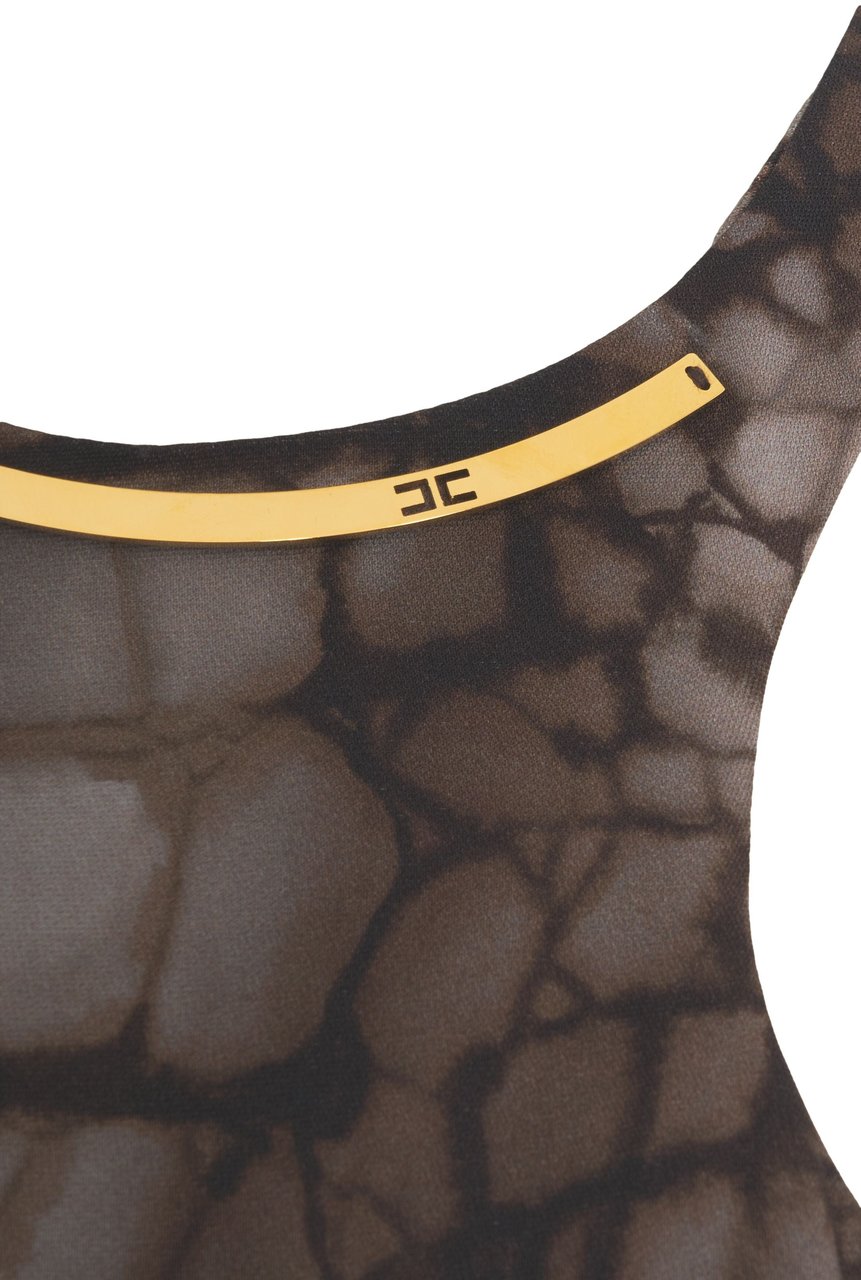 Elisabetta Franchi Midi dress with animal print Grijs