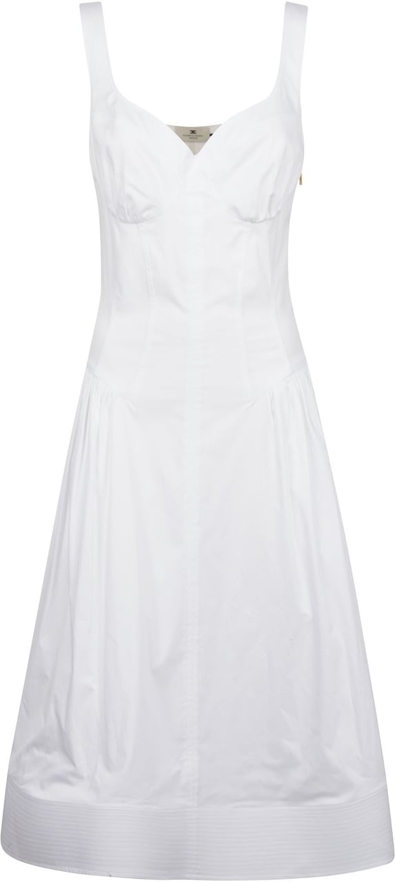 Elisabetta Franchi Gathered Midi Dress White Wit