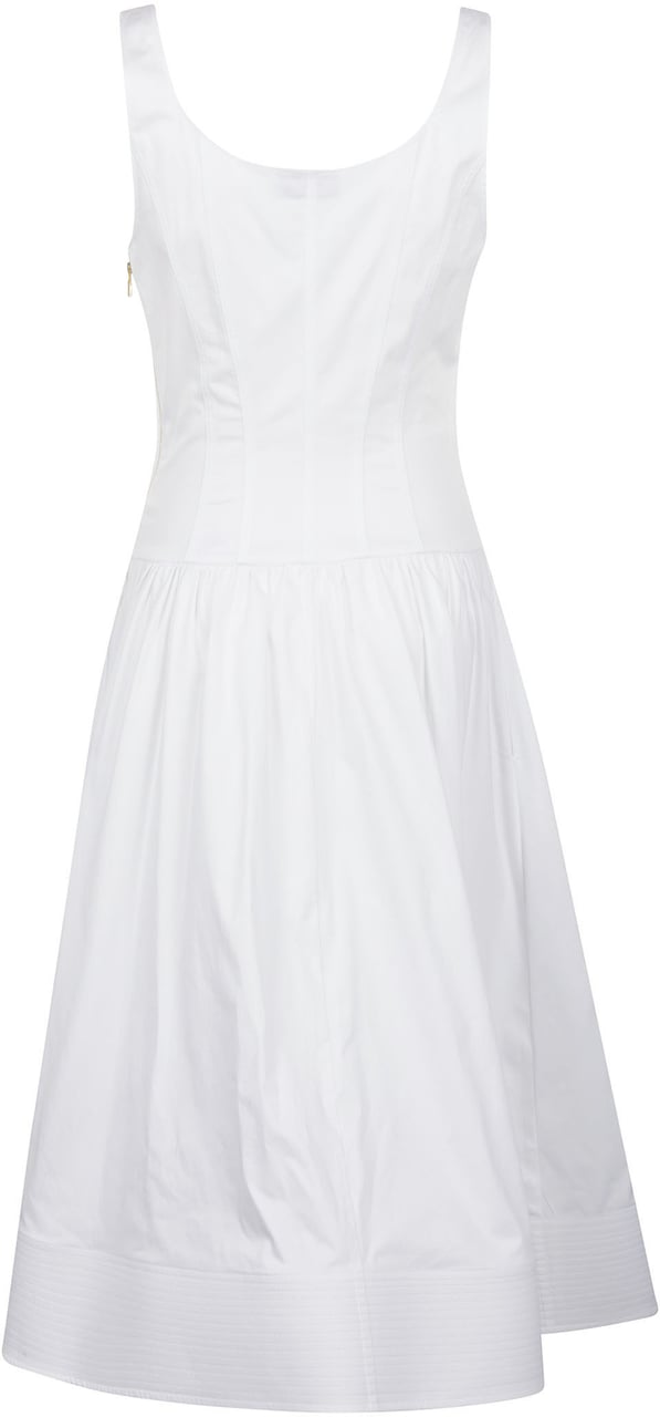 Elisabetta Franchi Gathered Midi Dress White Wit