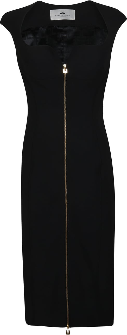 Elisabetta Franchi Full Zip Sleeveless Dress Black Zwart