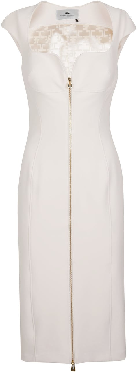 Elisabetta Franchi Full Zip Sleeveless Dress White Wit