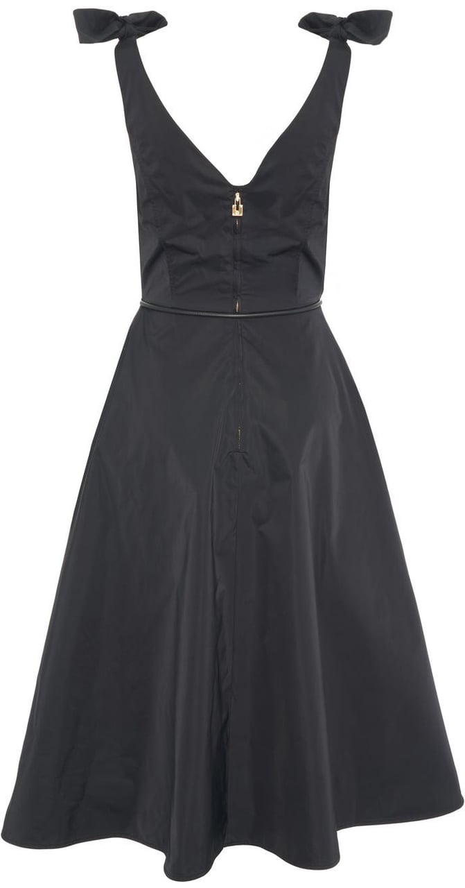 Elisabetta Franchi Midi dress with bow details Zwart