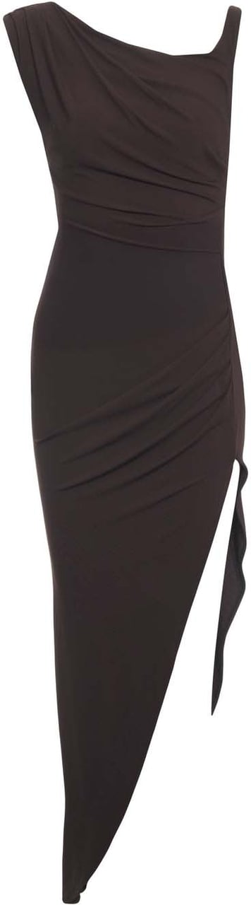 Elisabetta Franchi Asymmetrical midi dress Bruin