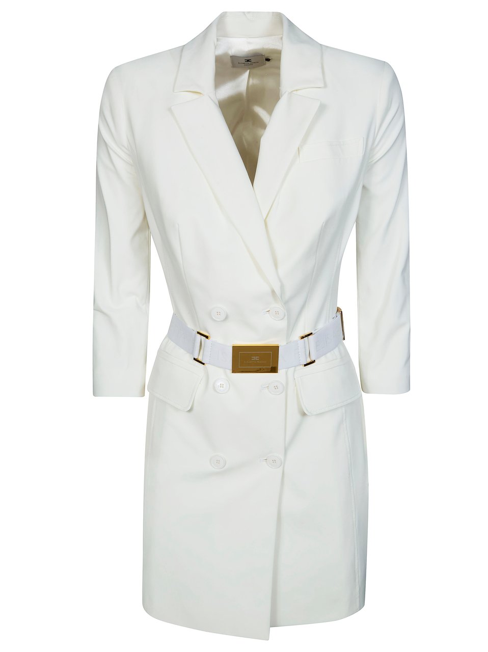 Elisabetta Franchi Double Breasted Logo Buckle Mini Dress Wit