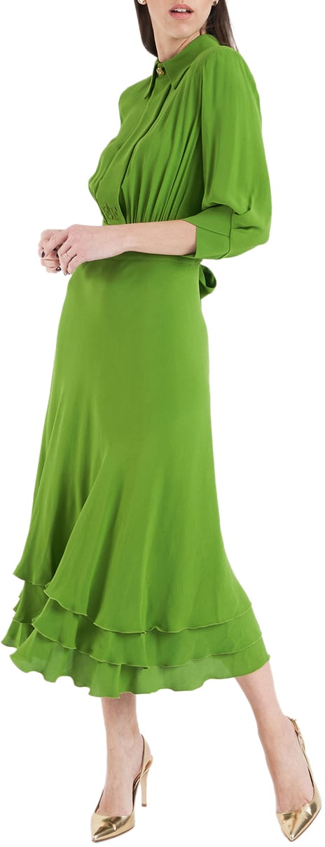 Elisabetta Franchi Maxi dress with ruffle details Groen