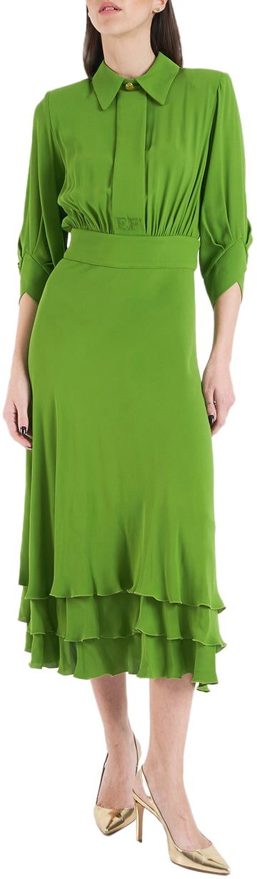 Elisabetta Franchi Maxi dress with ruffle details Groen