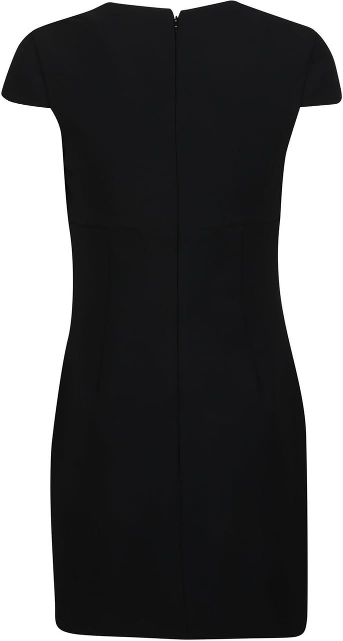 Elisabetta Franchi Short Sleeve V-neck Dress Black Zwart