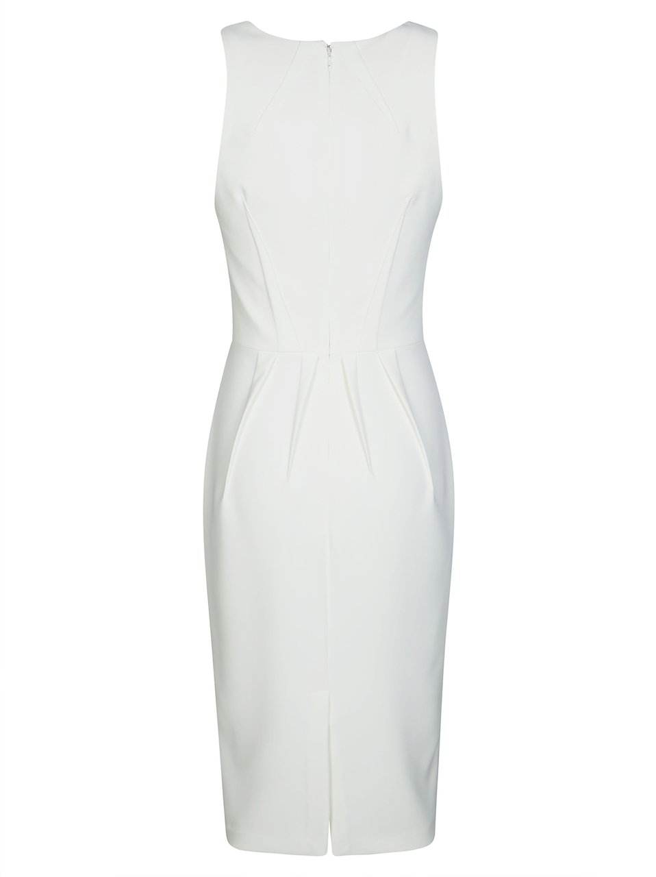 Elisabetta Franchi Fitted White Mini Dress with Deep V-Neckline Wit
