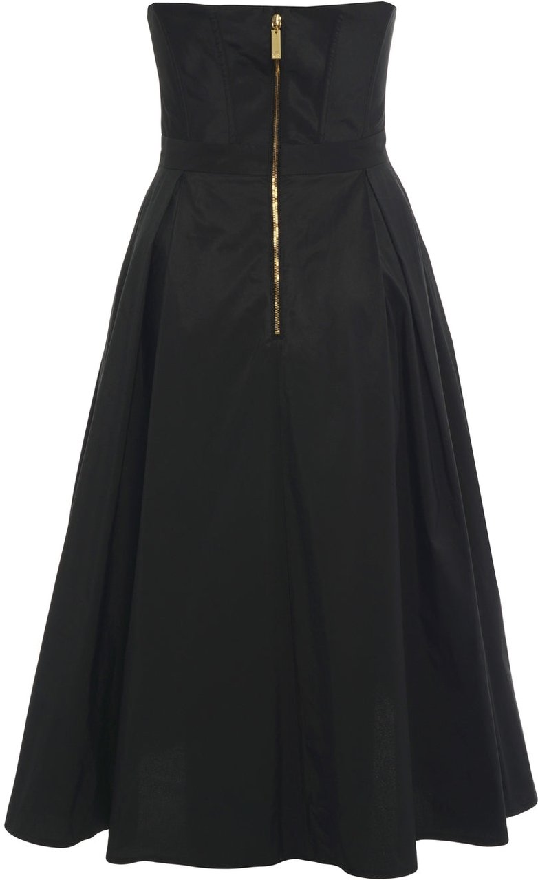 Elisabetta Franchi Midi dress with floral appliqués Zwart