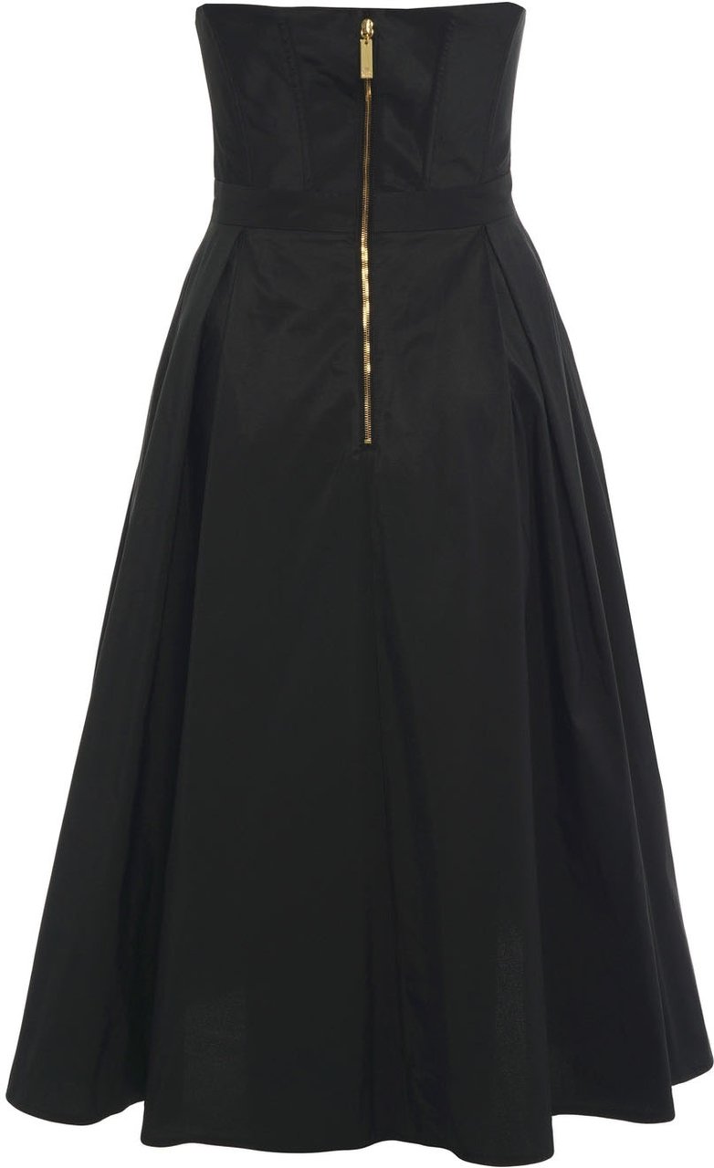 Elisabetta Franchi Midi dress with floral appliqués Zwart