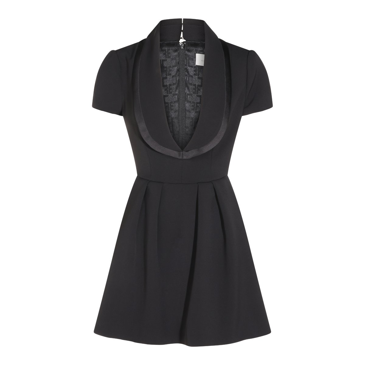 Elisabetta Franchi A-Line Mini Dress with Deep Revers Neckline Zwart
