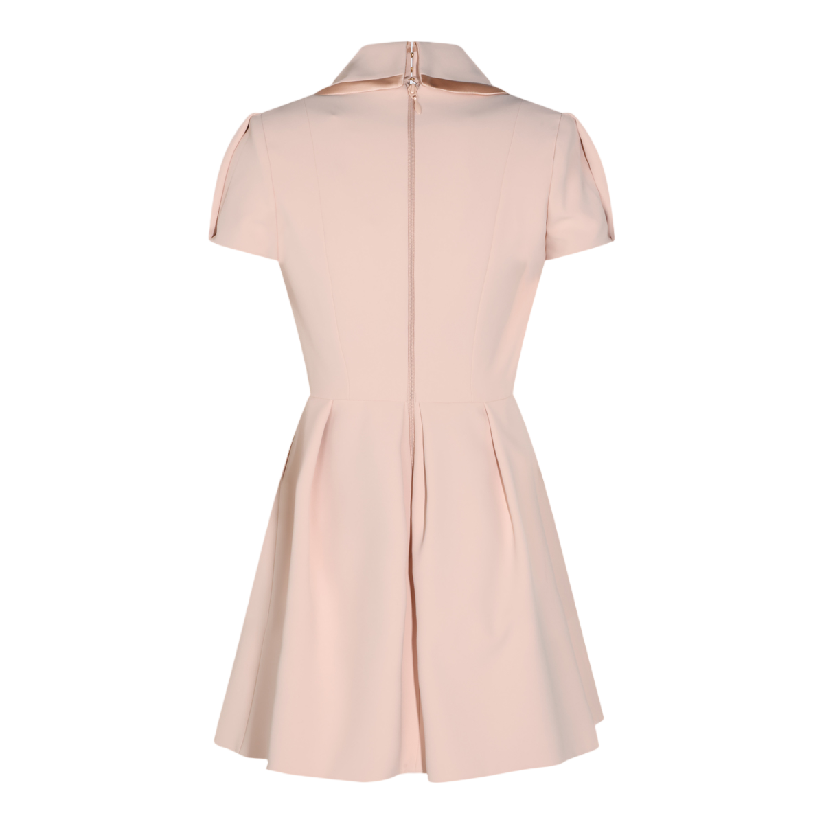 Elisabetta Franchi Mini Dress with Plunging Neckline and Pleated Skirt Neutraal