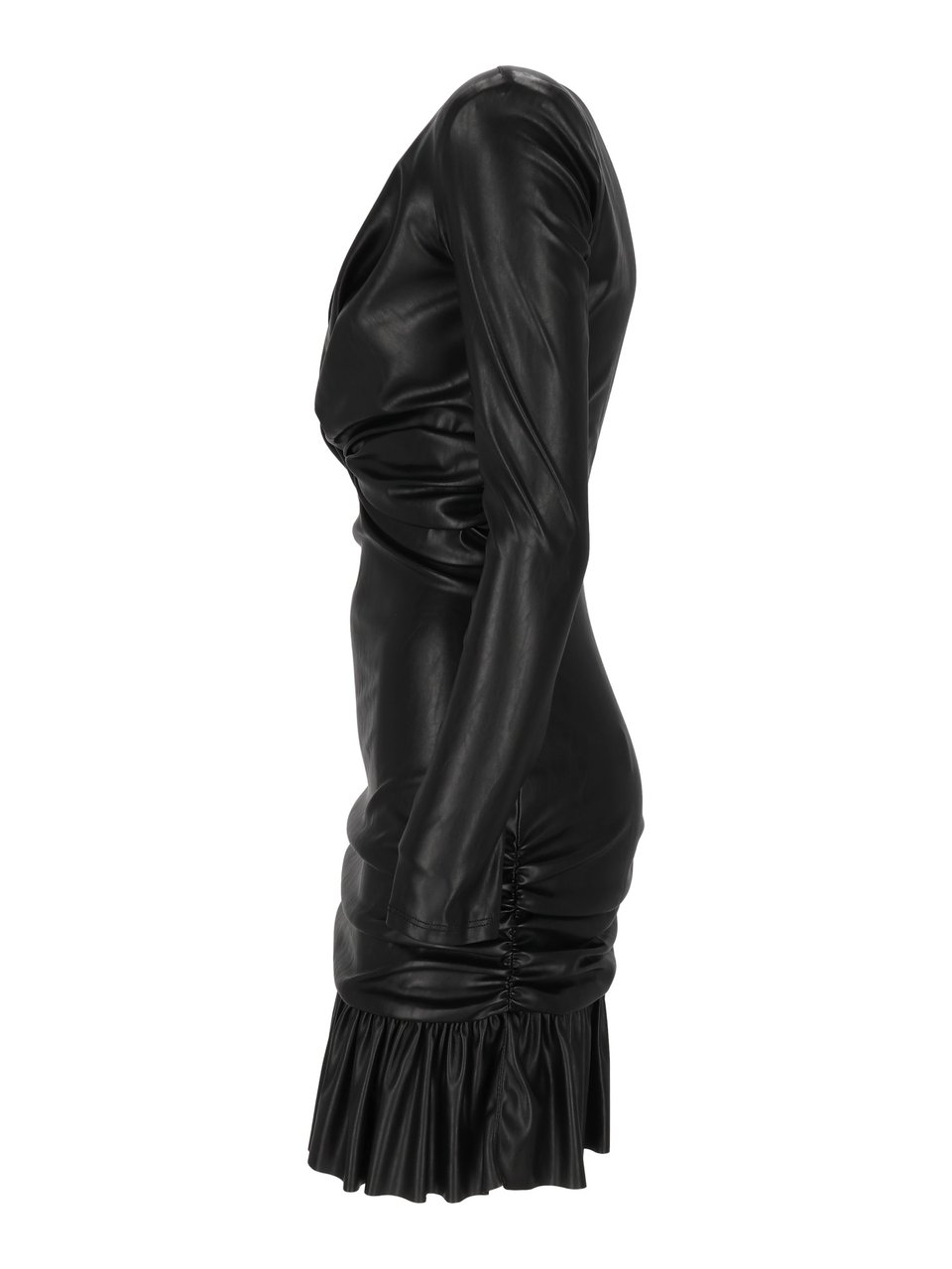 Elisabetta Franchi Faux Leather Mini Dress With Twisted Knot Detail Zwart