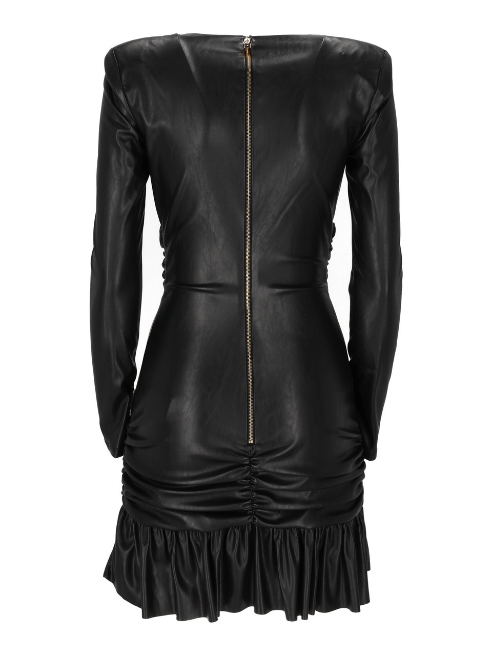 Elisabetta Franchi Faux Leather Mini Dress With Twisted Knot Detail Zwart