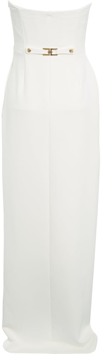 Elisabetta Franchi Maxi dress with decorative buttons Wit
