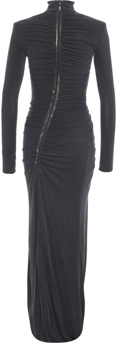 Elisabetta Franchi Maxi dress with ruching Grijs