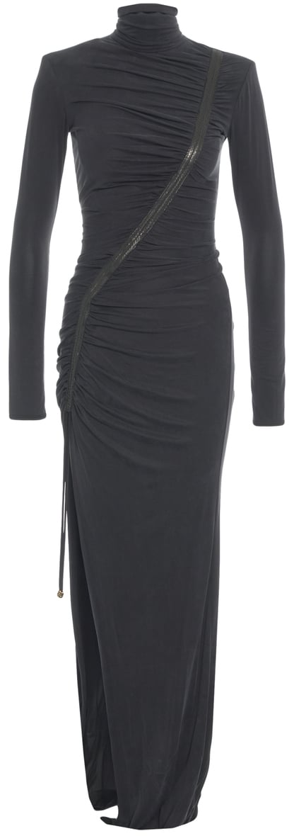 Elisabetta Franchi Abito maxi con arricciature Grijs
