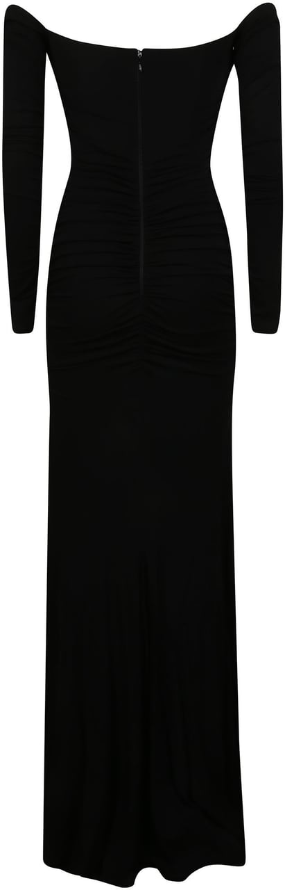 Elisabetta Franchi Red Carpet Long Sleeve Dress Black Zwart