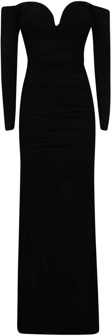 Elisabetta Franchi Red Carpet Long Sleeve Dress Black Zwart