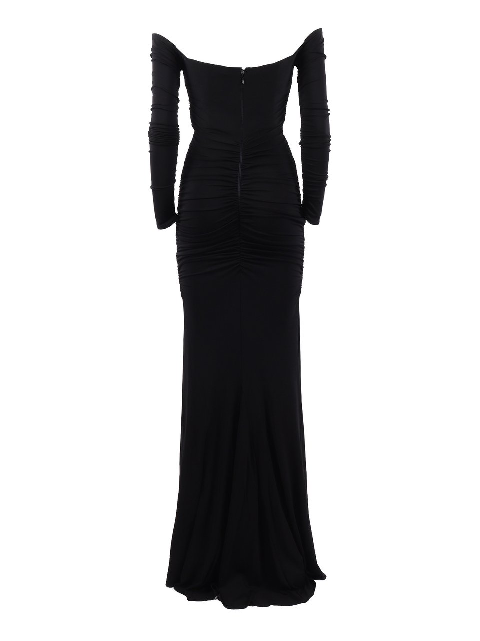 Elisabetta Franchi Off The Shoulder Ruched Maxi Dress Zwart