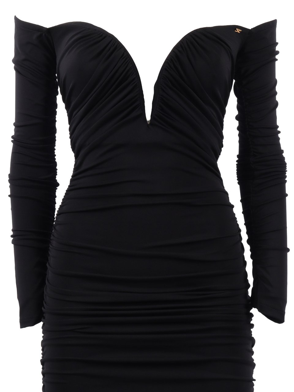 Elisabetta Franchi Off The Shoulder Ruched Maxi Dress Zwart