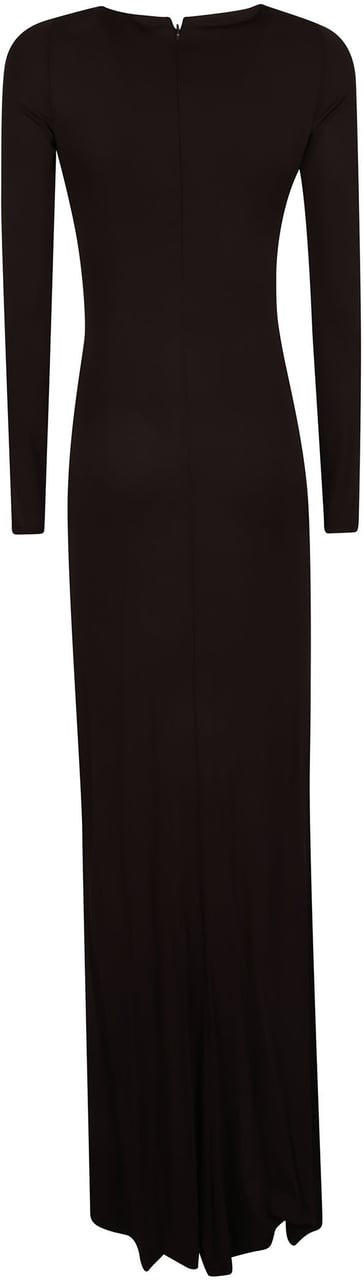 Elisabetta Franchi Red Carpet Long Sleeve Dress Brown Bruin