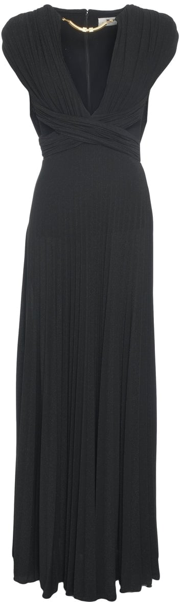 Elisabetta Franchi Draped maxi dress Zwart