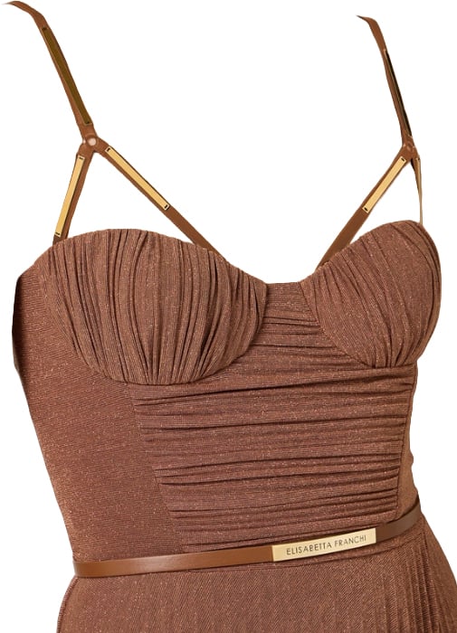 Elisabetta Franchi Dresses Leather Brown Bruin