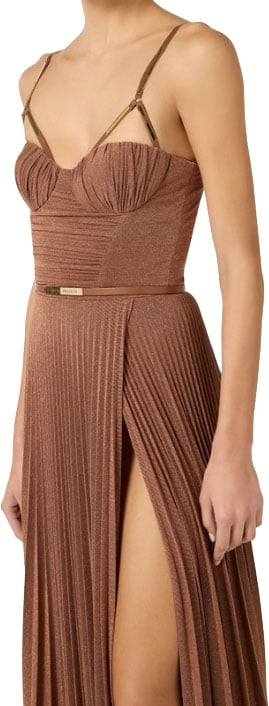 Elisabetta Franchi Dresses Leather Brown Bruin