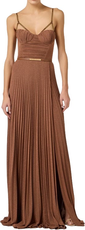 Elisabetta Franchi Dresses Leather Brown Bruin