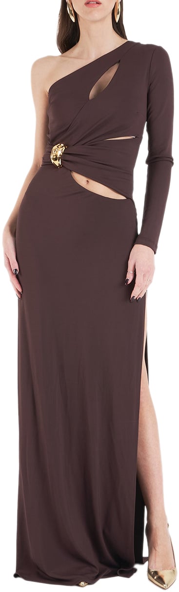 Elisabetta Franchi One-shoulder maxi dress Bruin