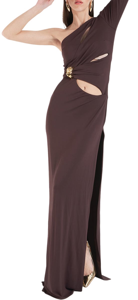 Elisabetta Franchi One-shoulder maxi dress Bruin