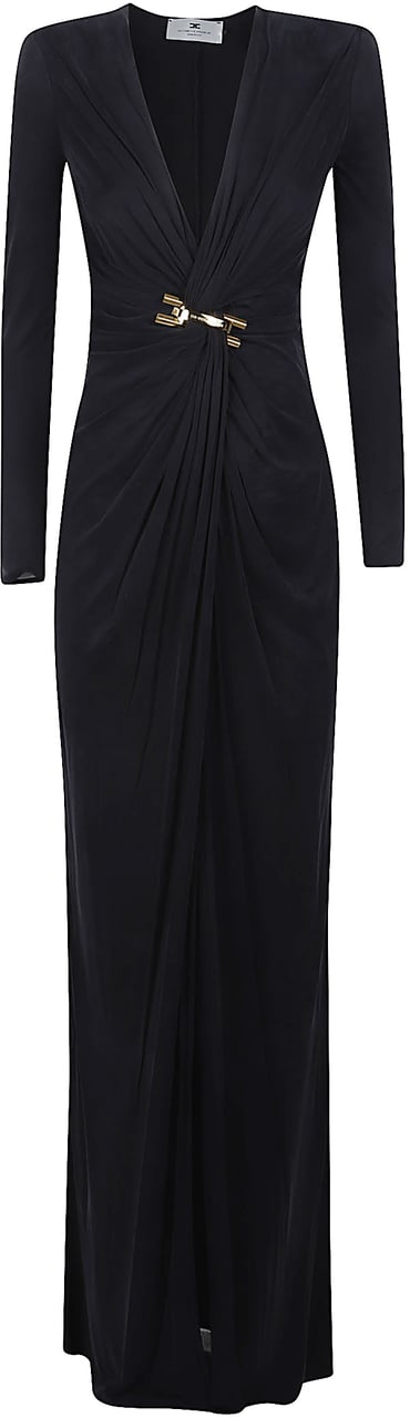 Elisabetta Franchi Long Dress Black Zwart