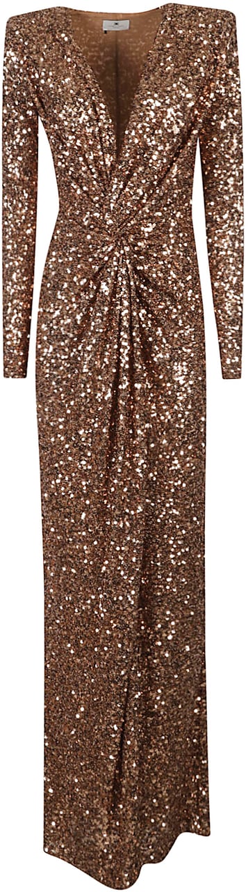 Elisabetta Franchi Red Carpet Dress Brown Bruin